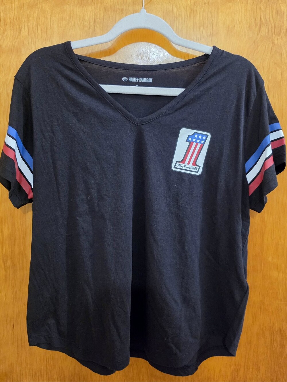 Harley-Davidson - Women's #1 Sleeve Stripe V-Neck Tee - M